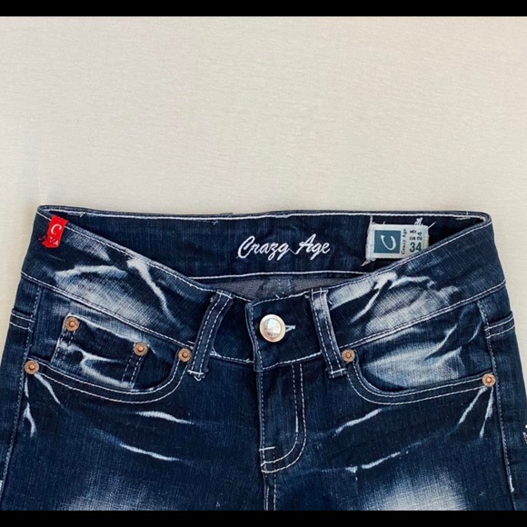 Crazy Age rhinestone low rise jeans - Picture 3 of 4